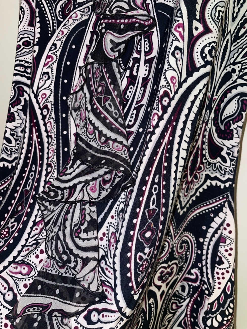 white house black market paisley print ruffle shirt - Picture 2 of 4